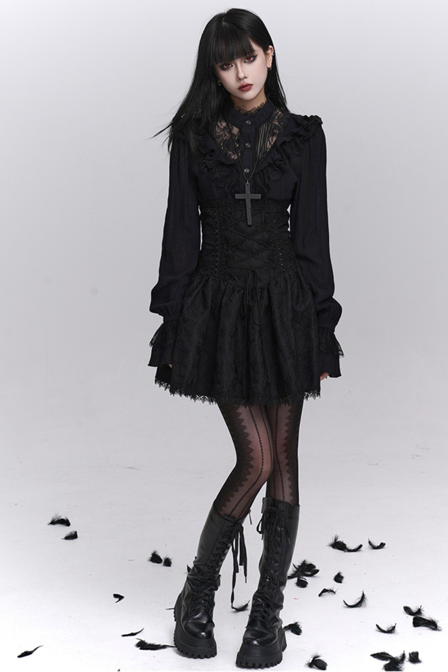 Ghost Girl Gothic Dark High Waist Skirt