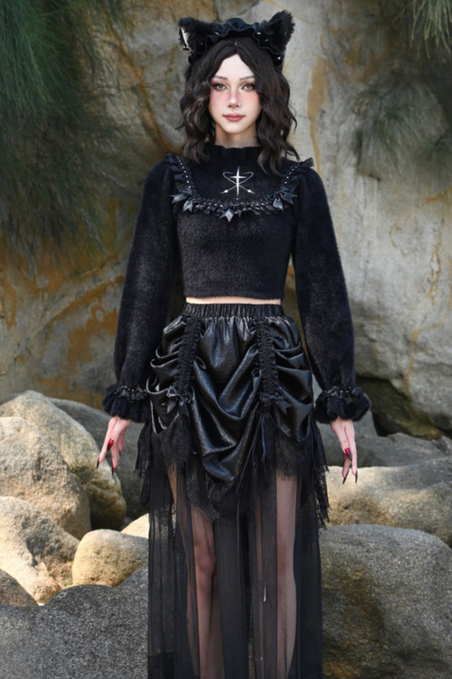 【予約商品】ミンクショートランタンスリーブニット