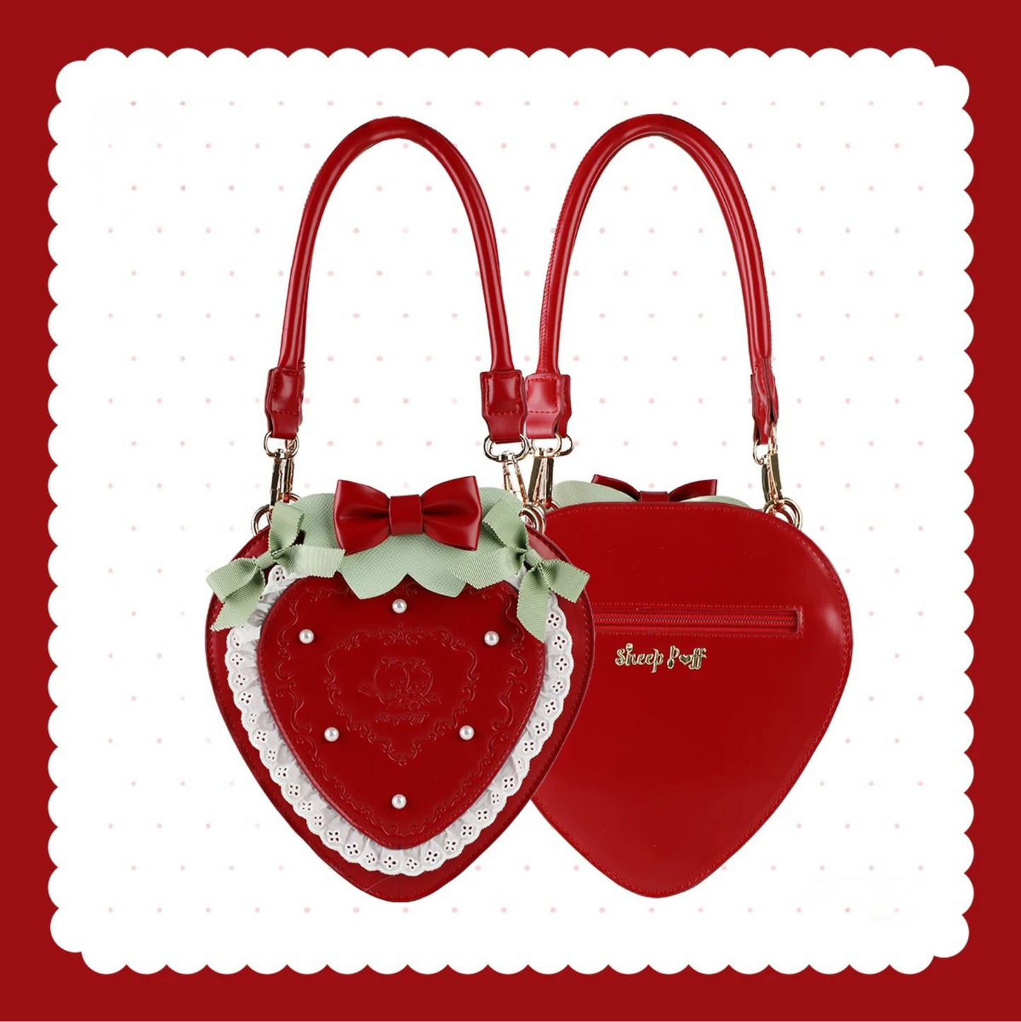 【Vorbestellung bis 13. April】 Erdbeer-Spitzenband-Tasche