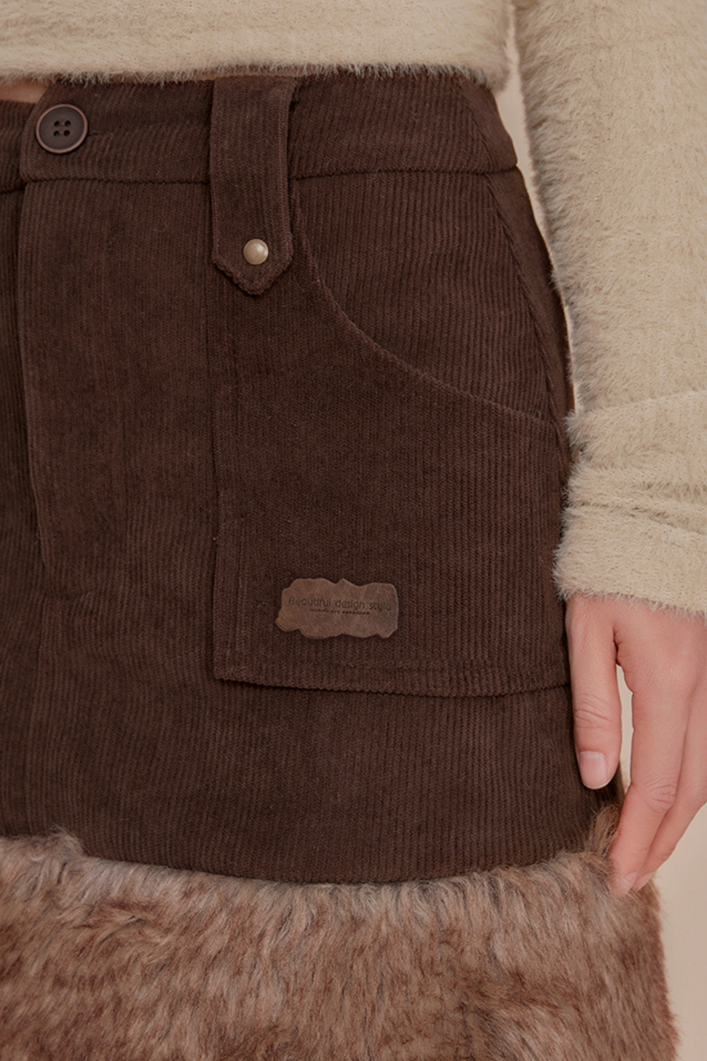 Corduroy Fur Skirt