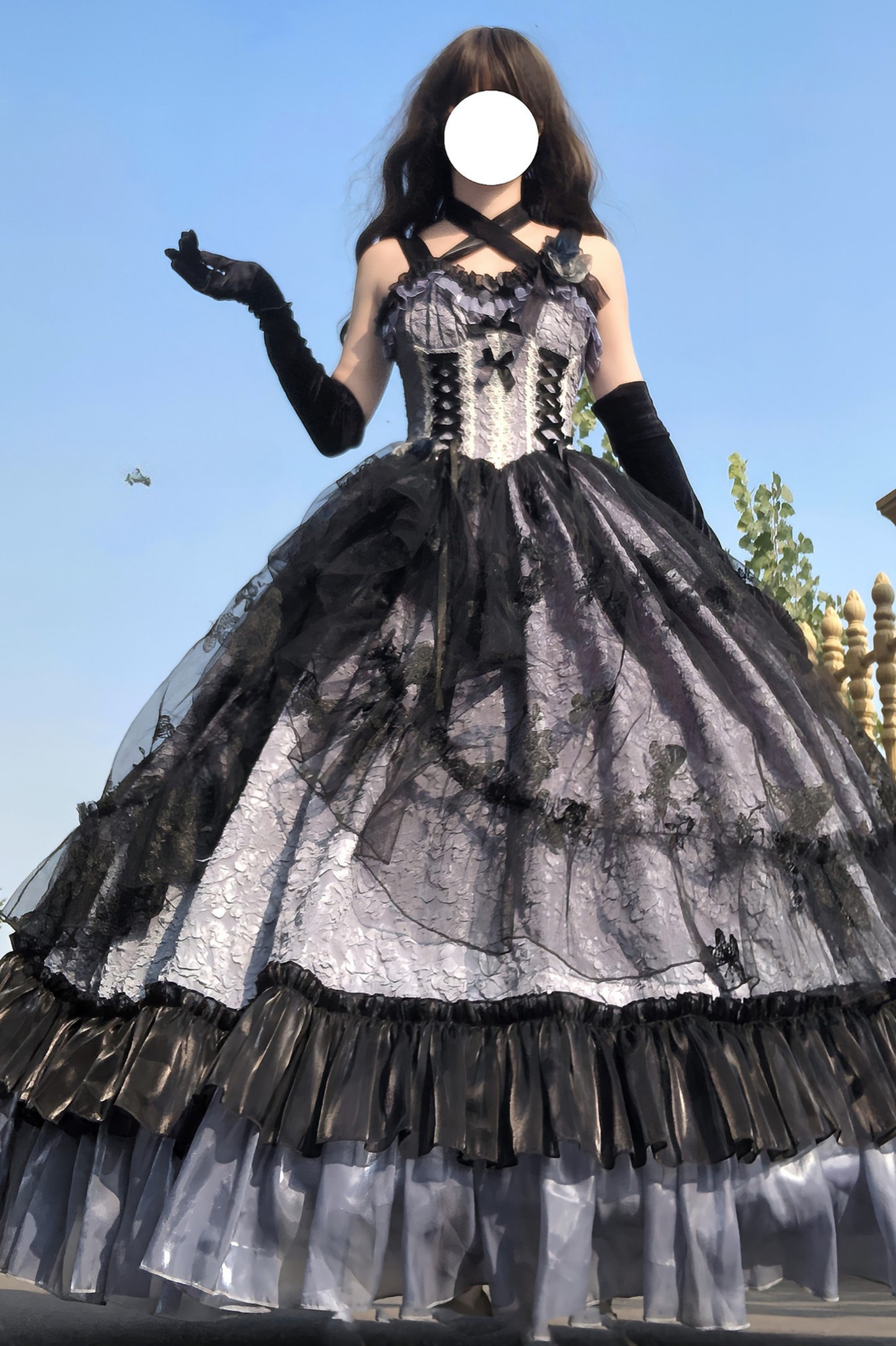 ダークフローラルロリータドレス