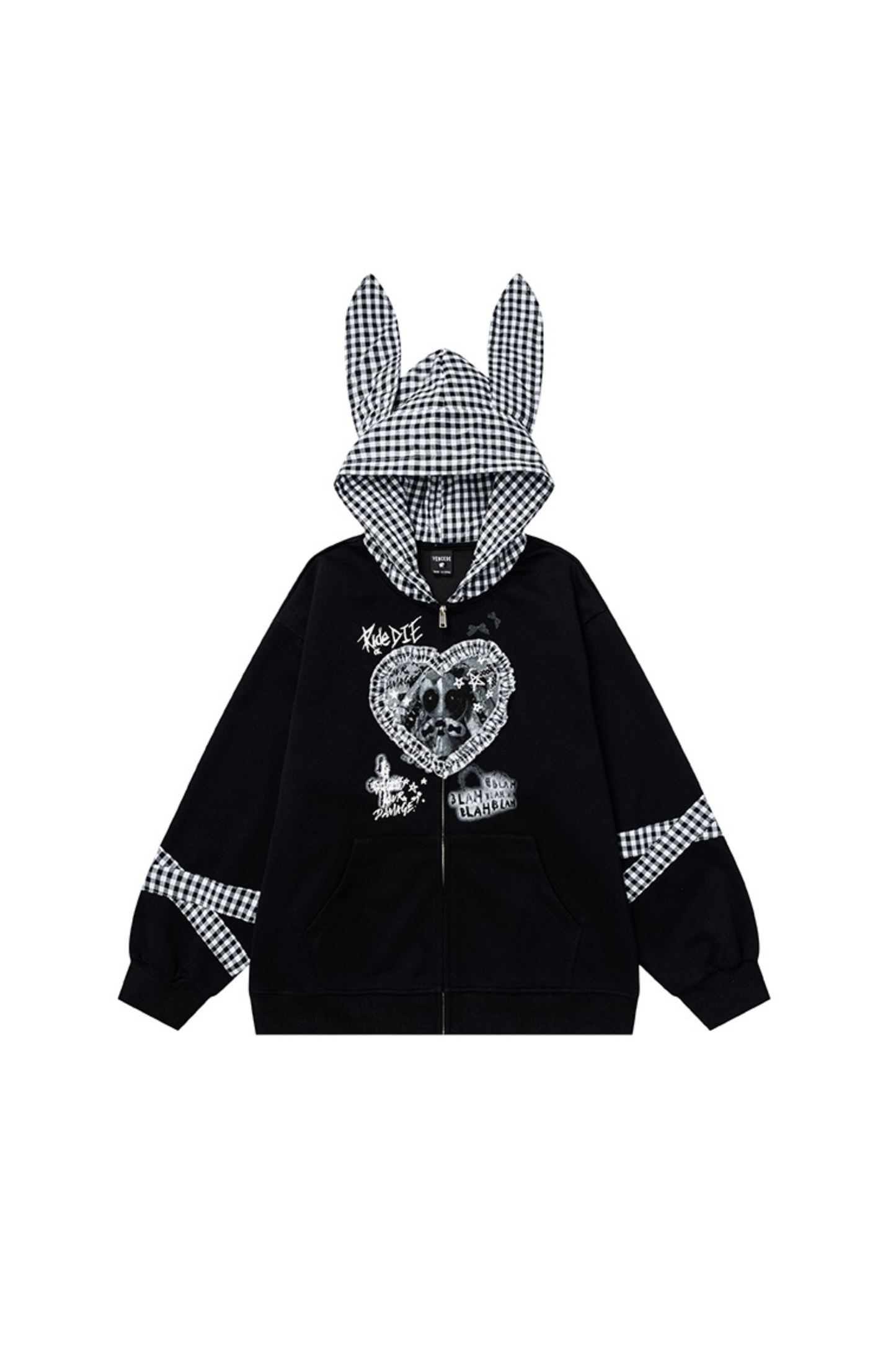 Rabbit Ear Check Hooded Cardigan