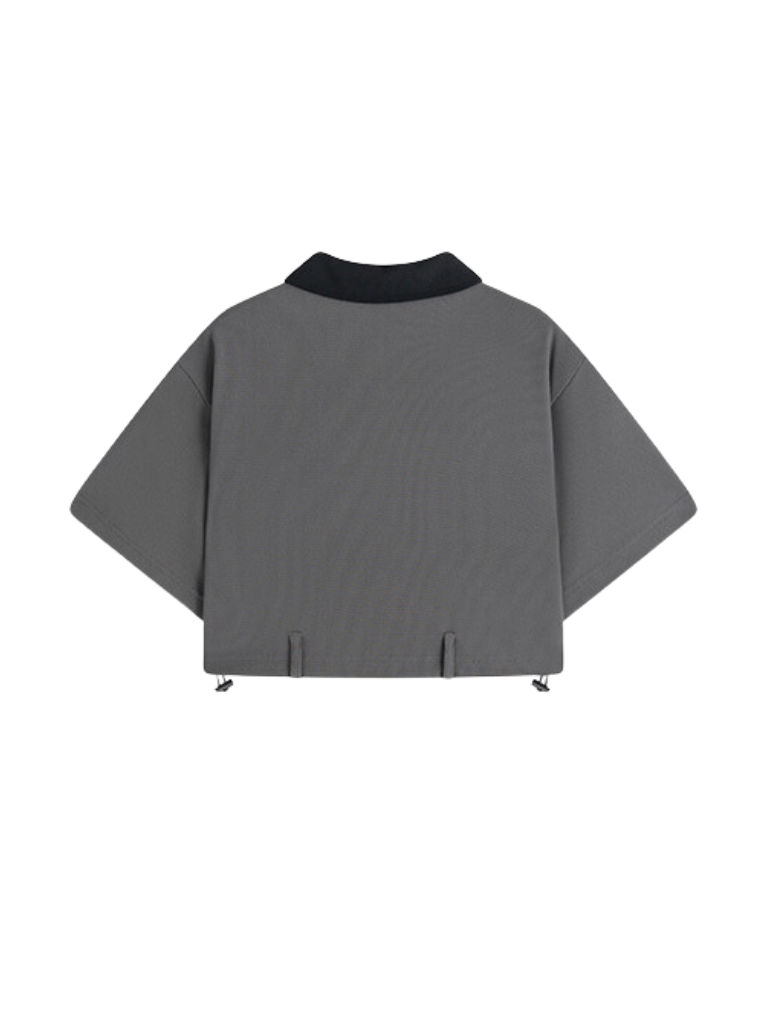 Polokragen Gürtelschlaufe mit Kordelzug kurzes Oberteil