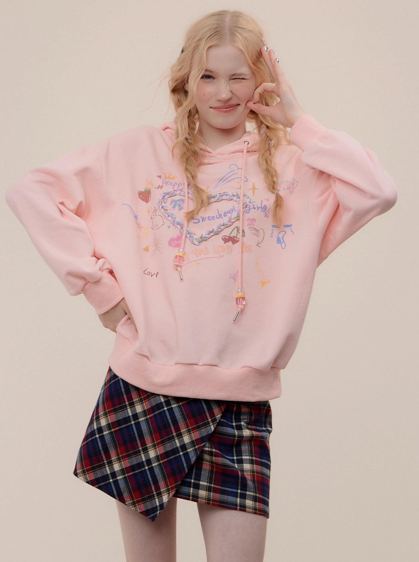 美式复古彩色厚重连帽上衣