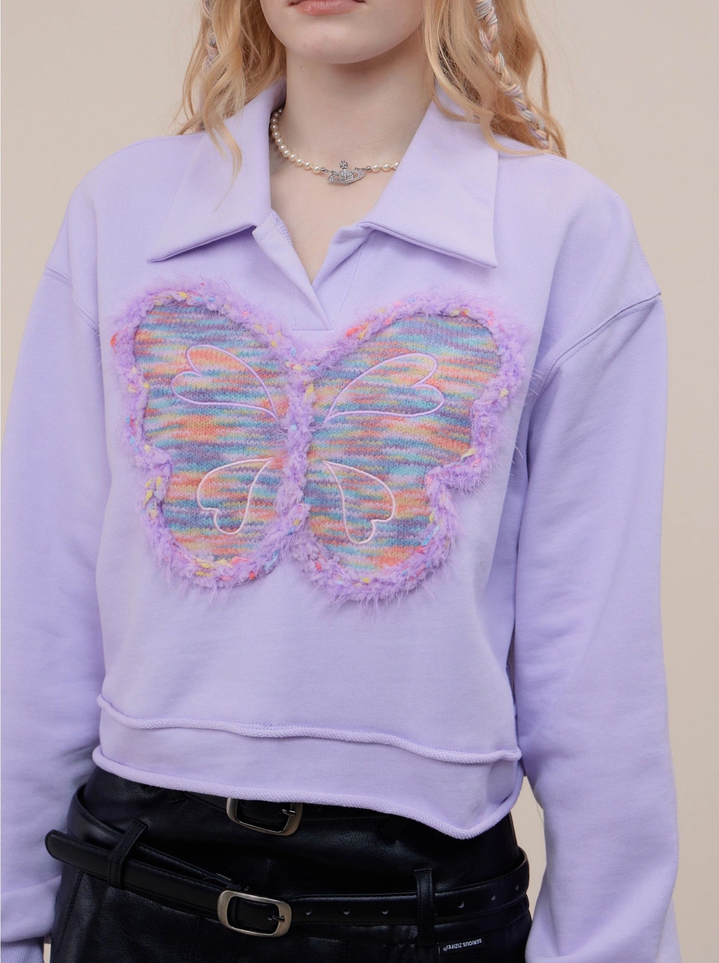 American Retro Pop Butterfly Design Short Top