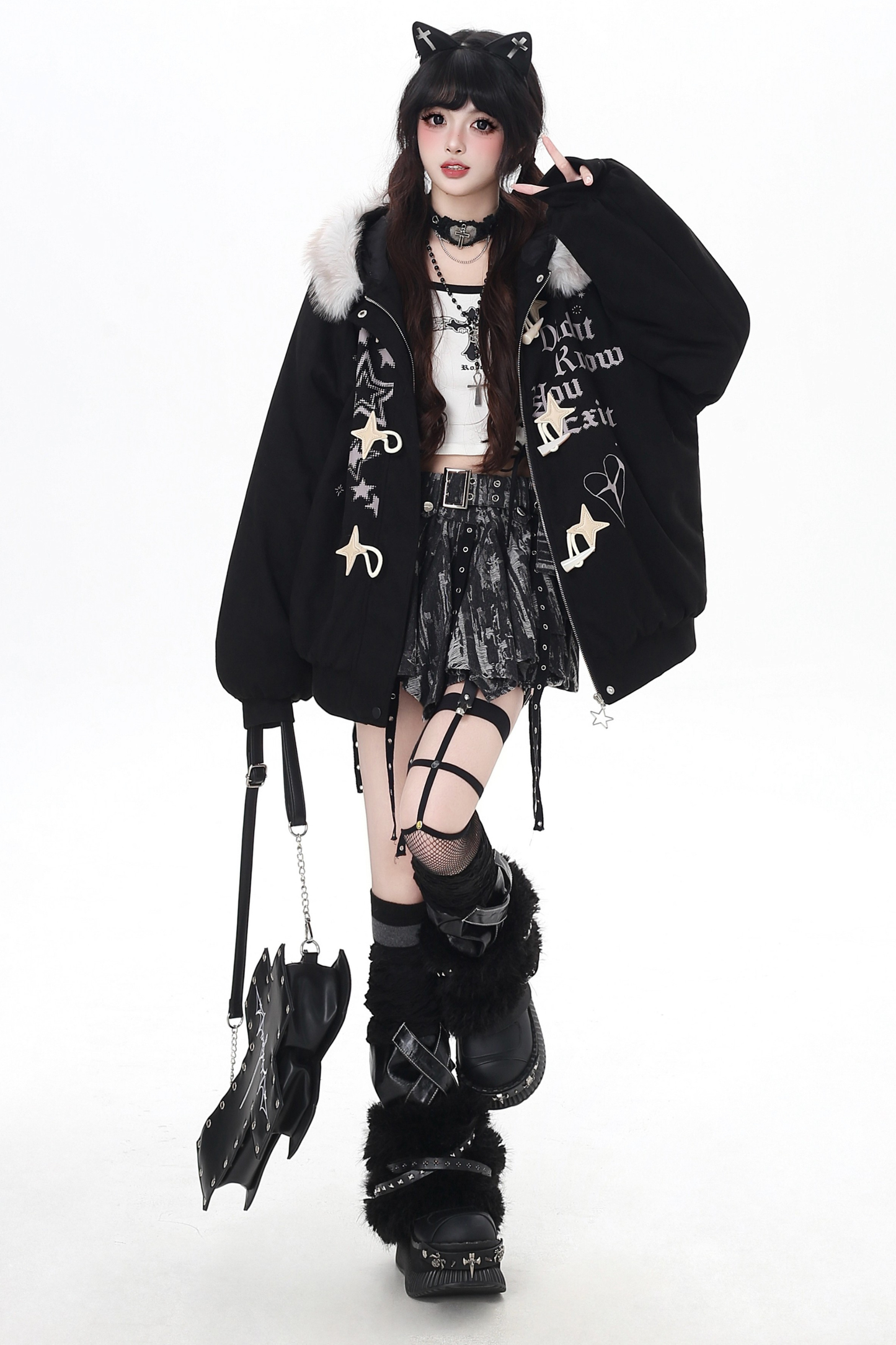 レターファーカラールーズスエードジャケット