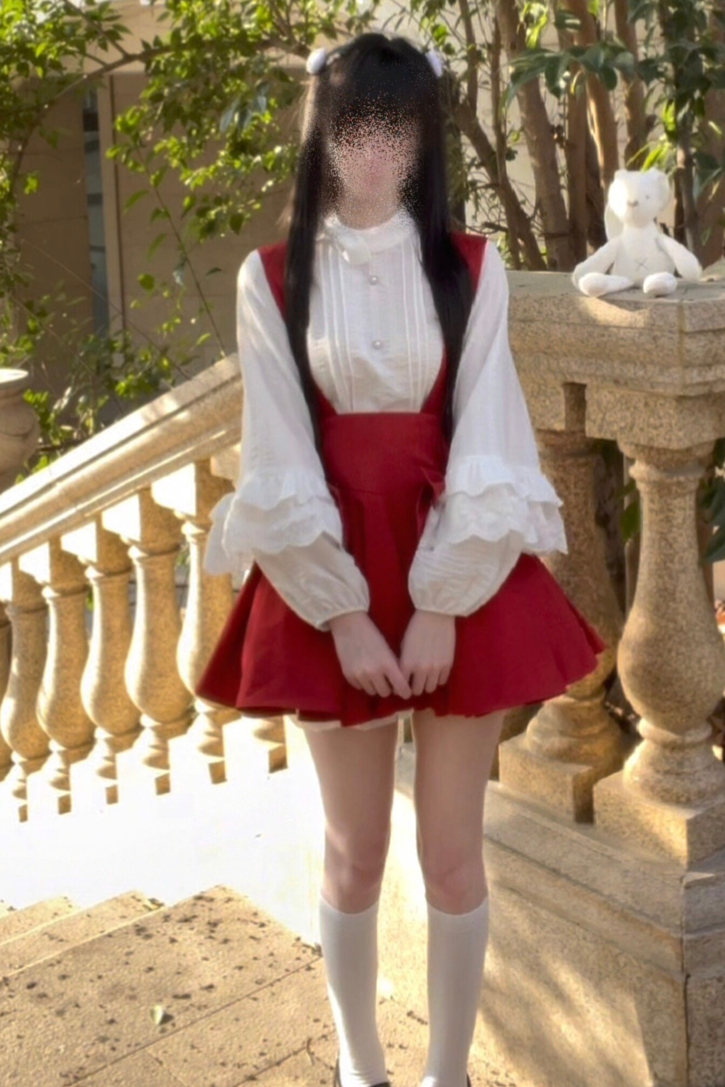 Retro Lace Shirt + Suspender Skirt