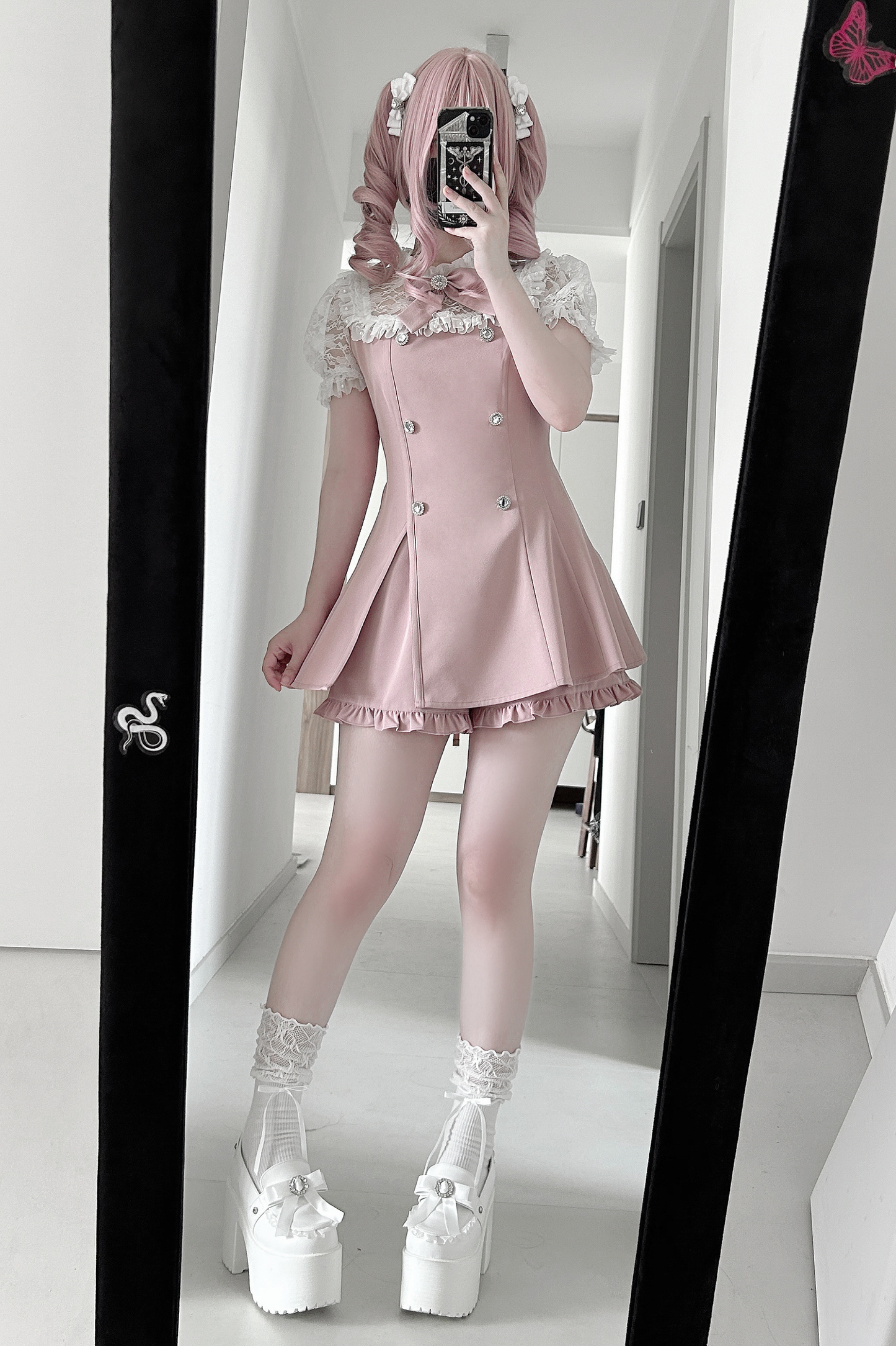 Lace ribbon top + skirt