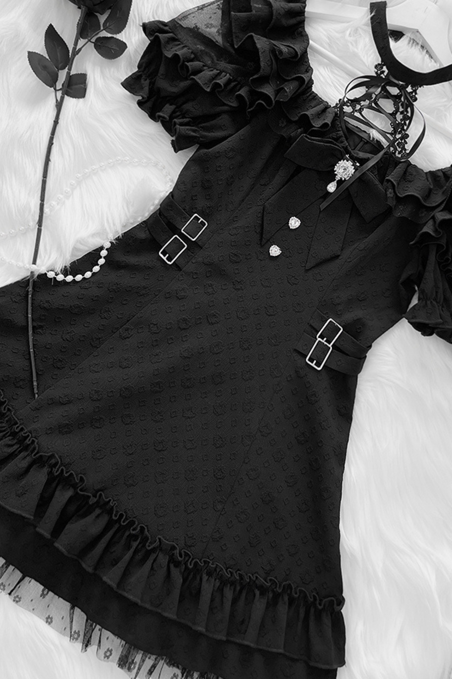Vestido subcultura monocromo negro Sauce