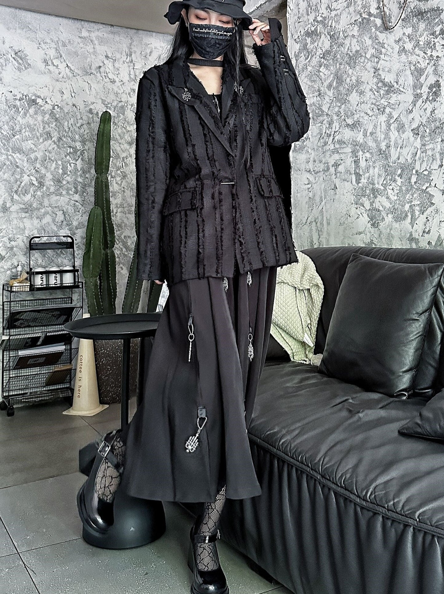 ダークスタイルフリンジデザインモードスーツジャケット