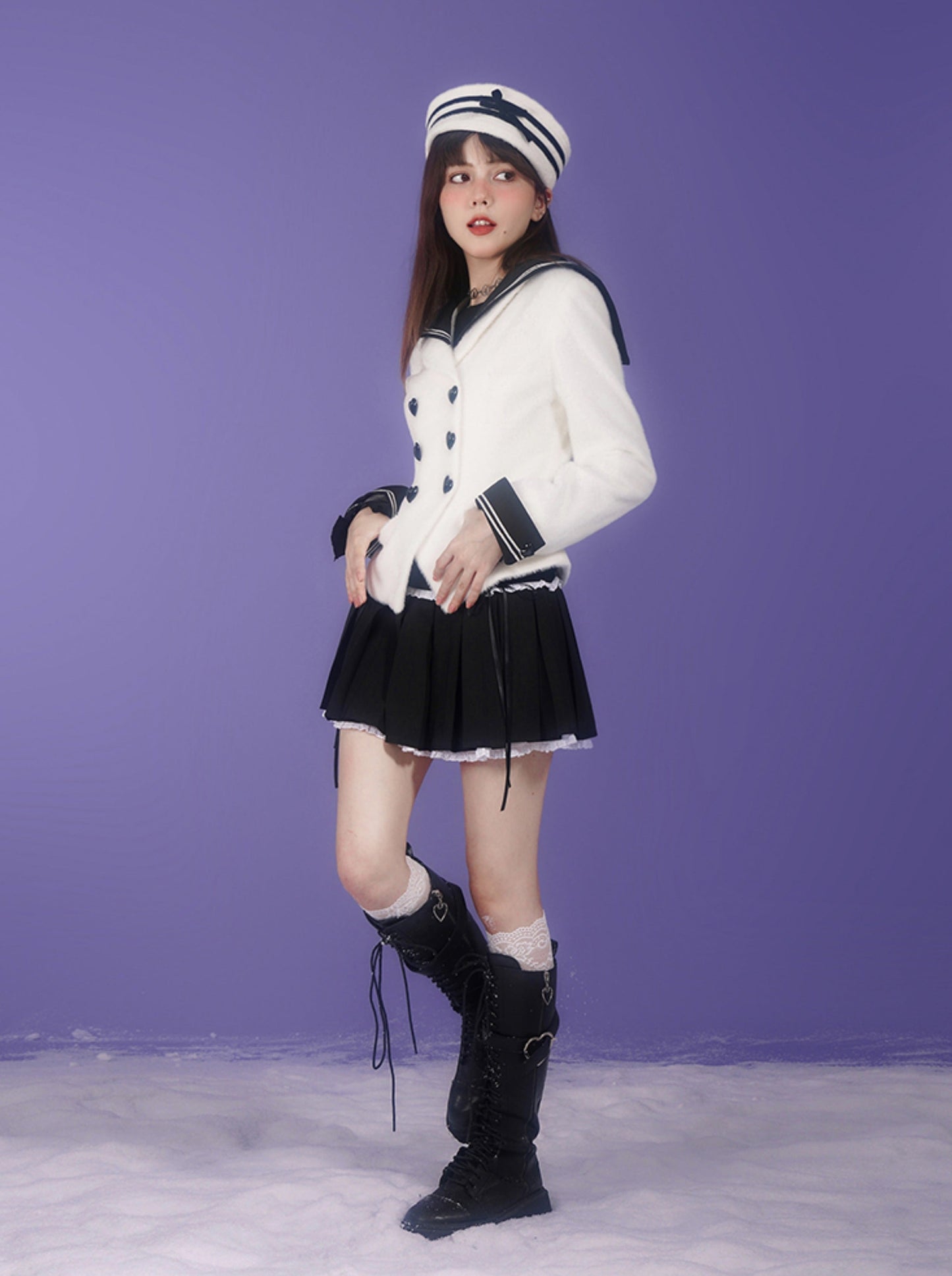 Sailor collar waist mark marine top