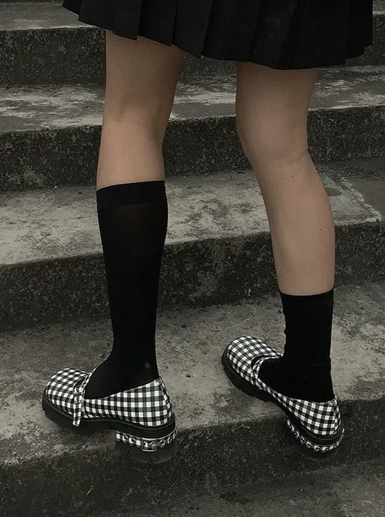 Merry 单色腰带格纹高跟鞋