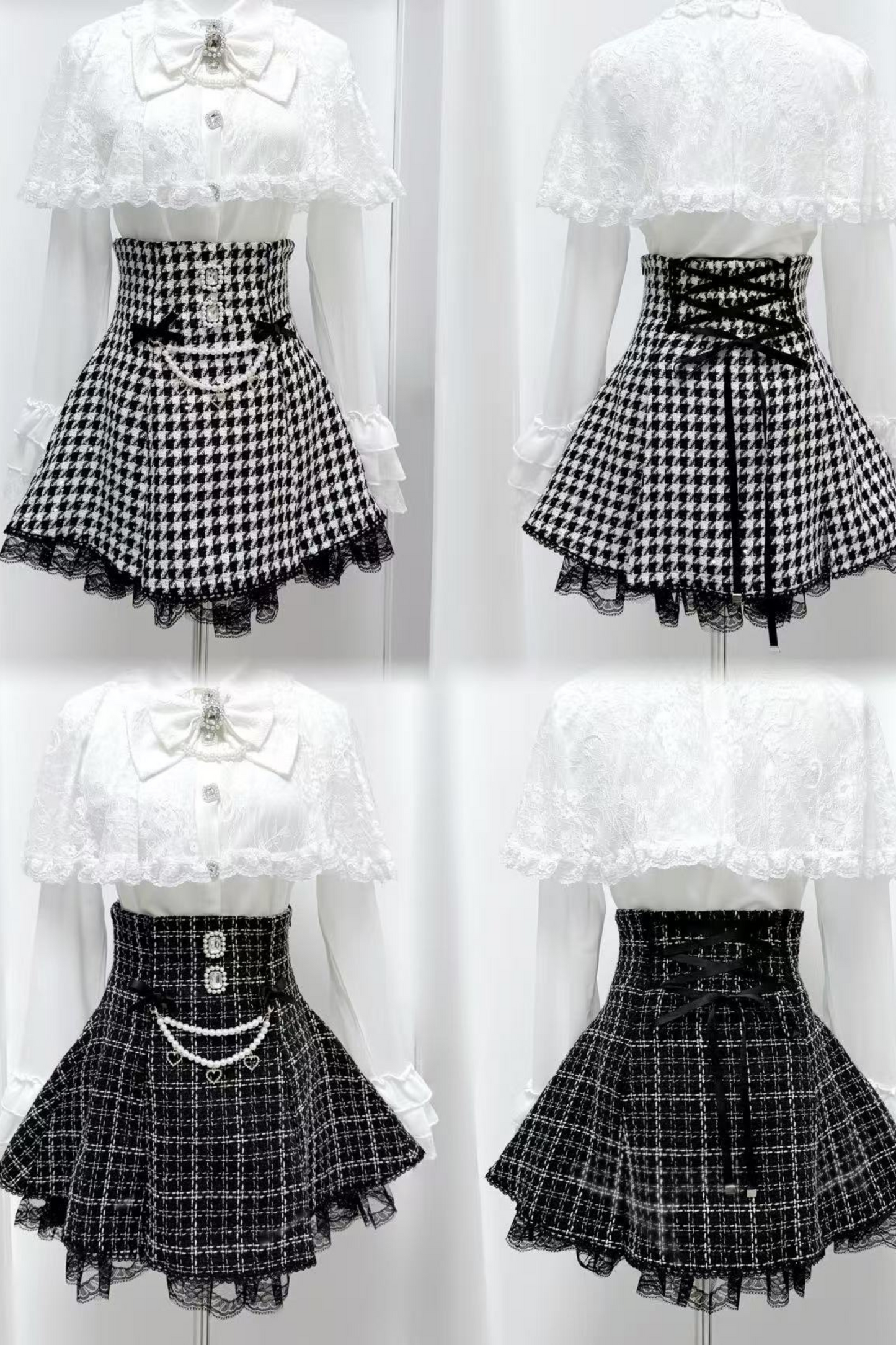 ファインスノーチェーンレースハイウエストスカート