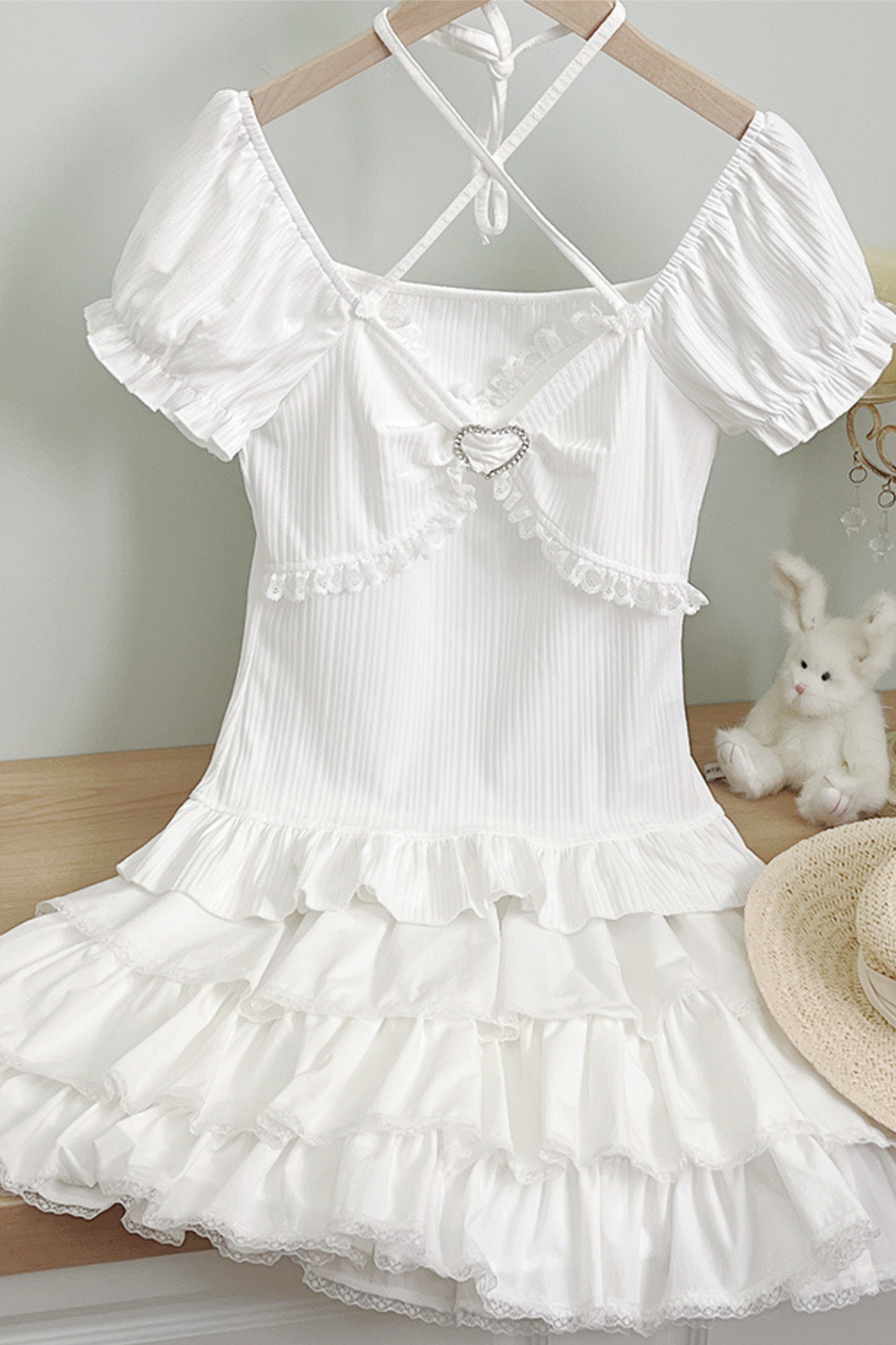 Stone Heart Cake Skirt Two Piece Set Up