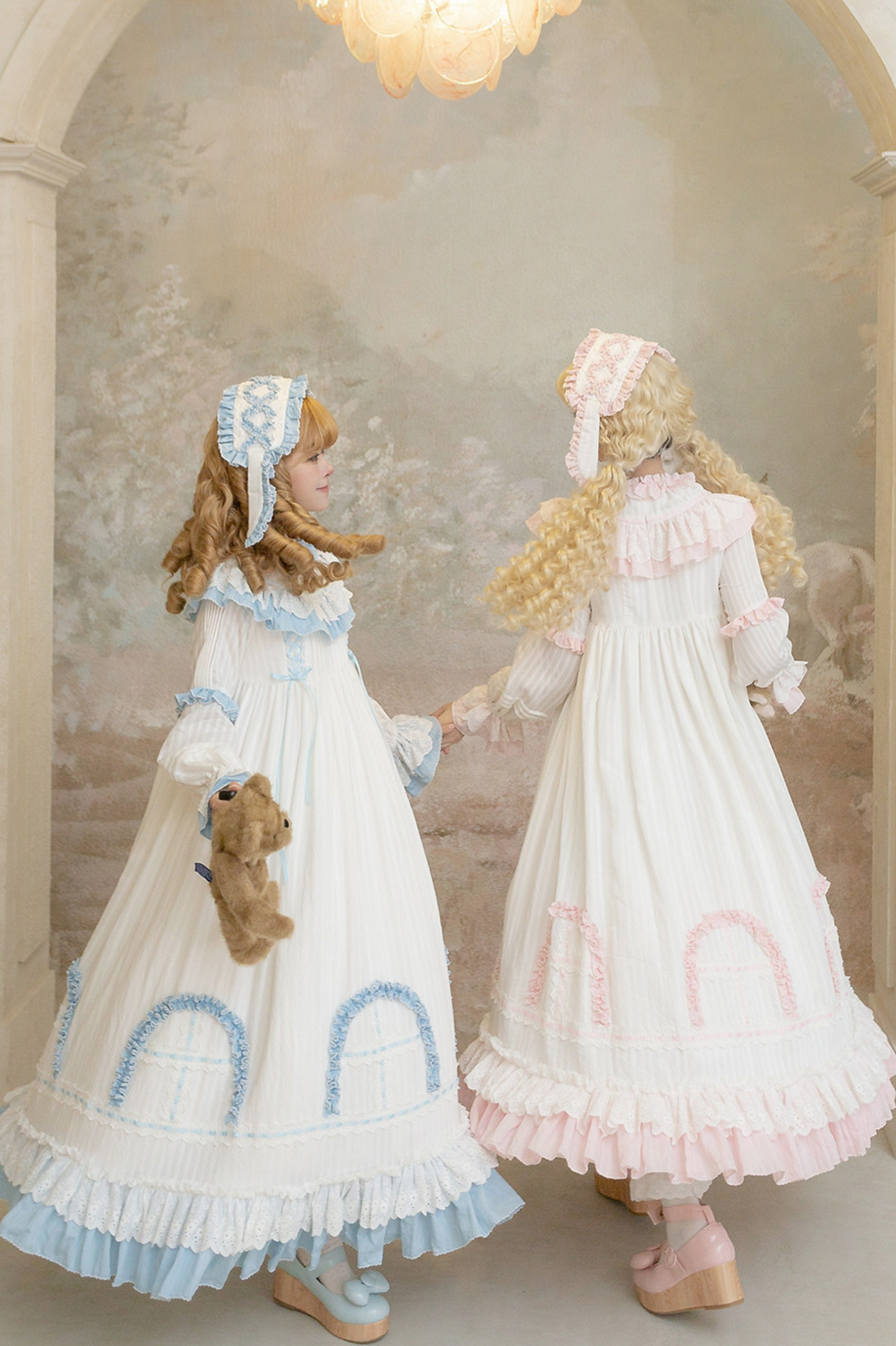 ラビットツインブルーロリータドレス+ラビットヘアバンド