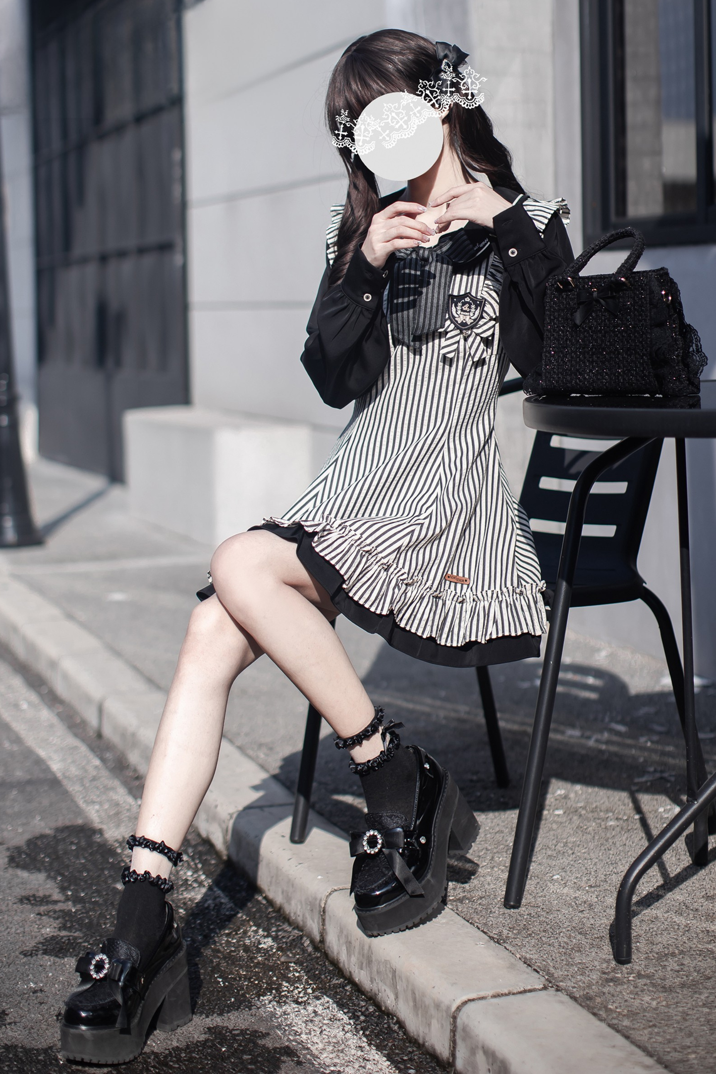 ストライプドールフレアドレス