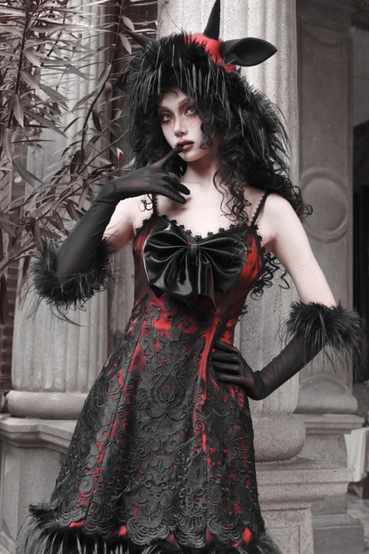 Carol Gothic Dark Wind Sheep Fur Hat