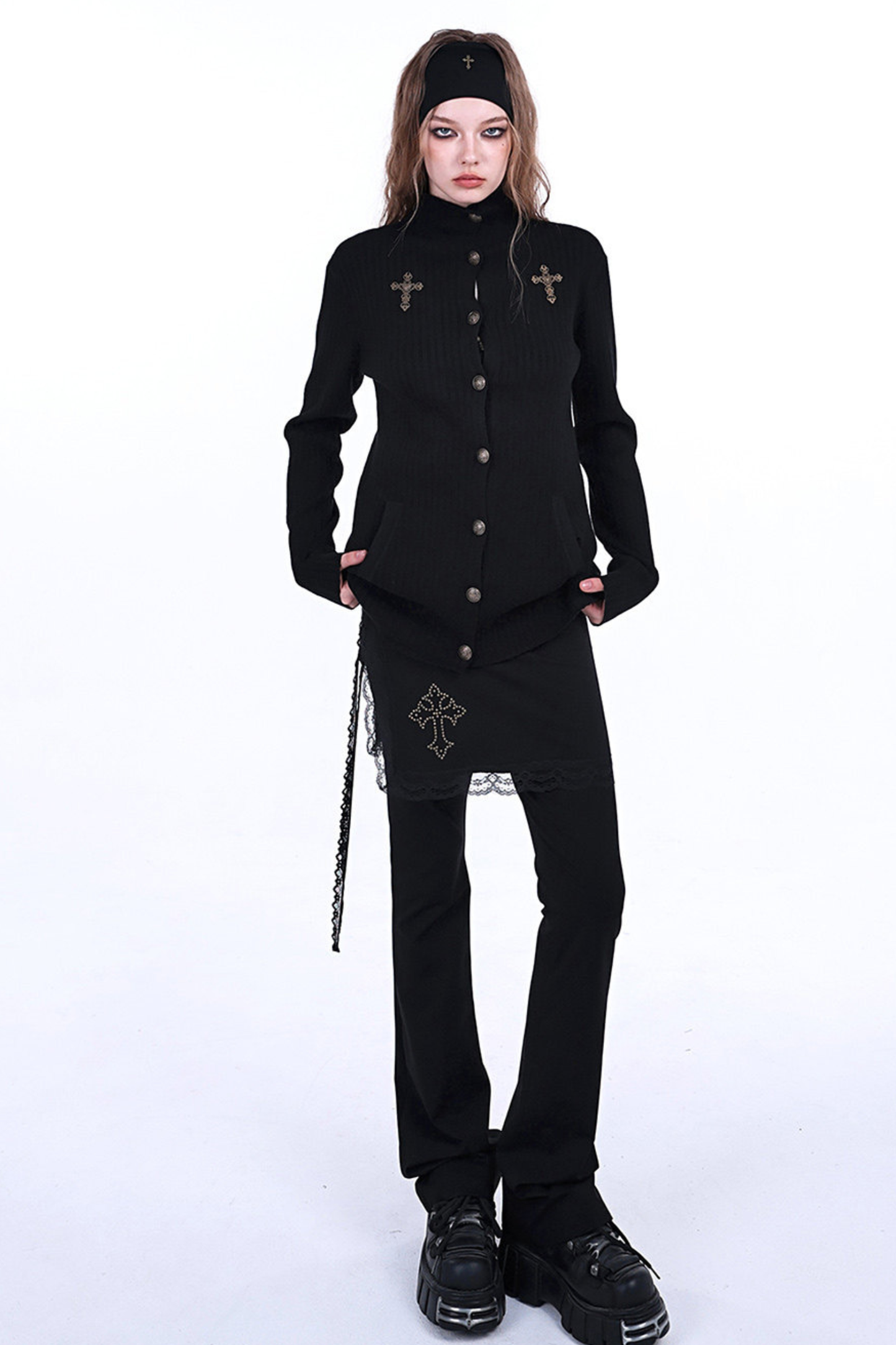 Gothic Baroque Knit High Neck Jacket