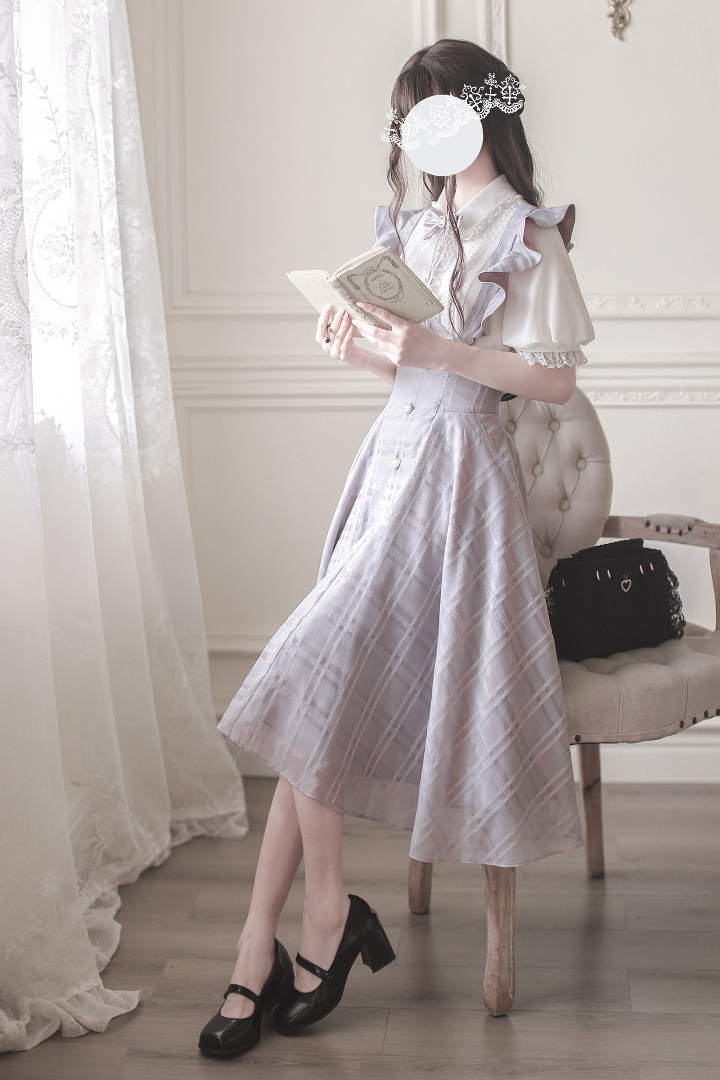 【予約商品】ガーリートップス+サスペンダーレースワンピース