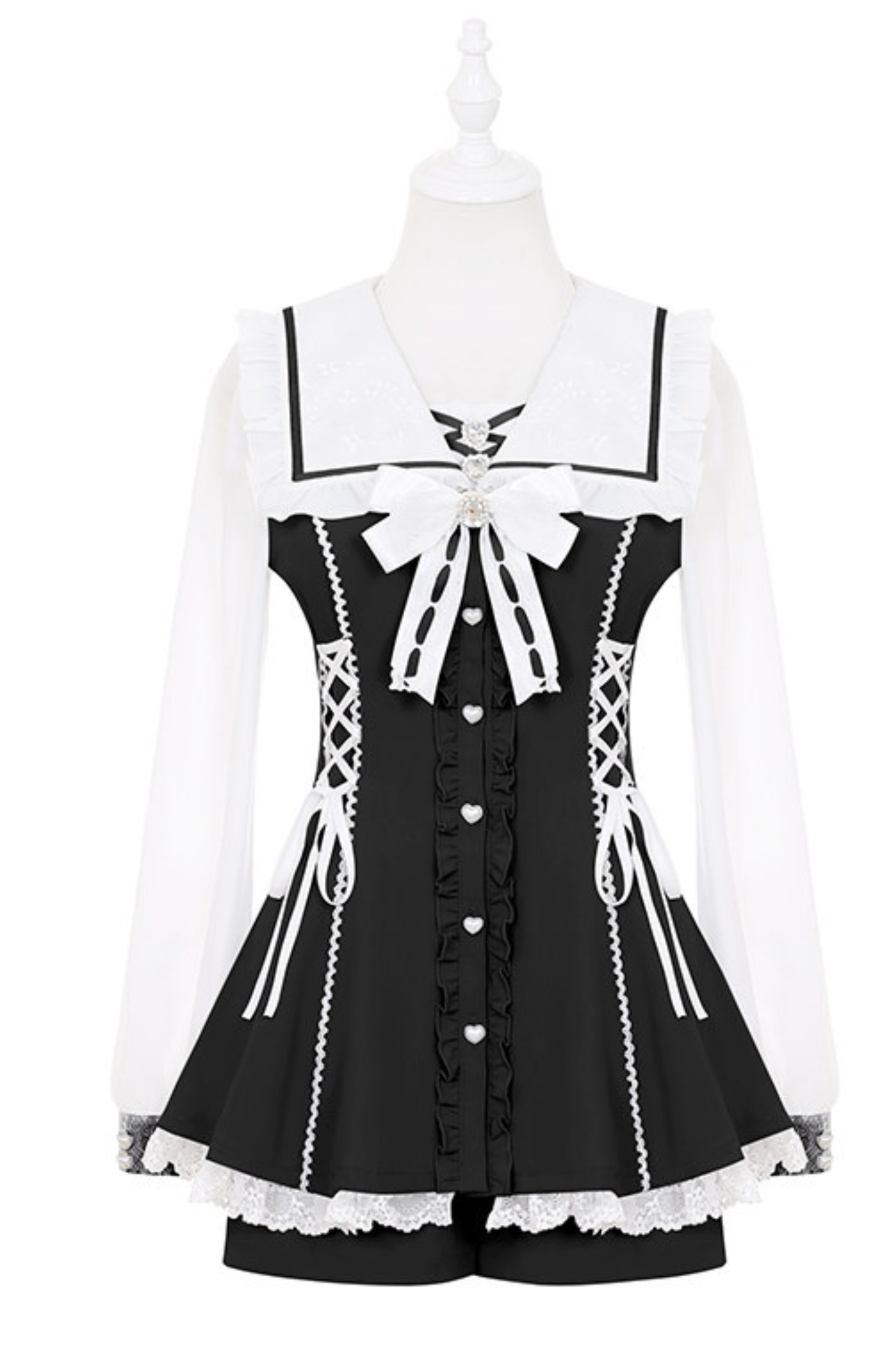 아쿠아 다크 리본 원피스 + 바지