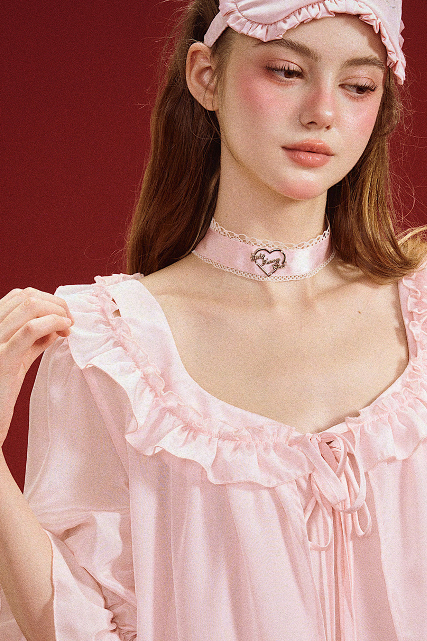 Lace-up long pajamas