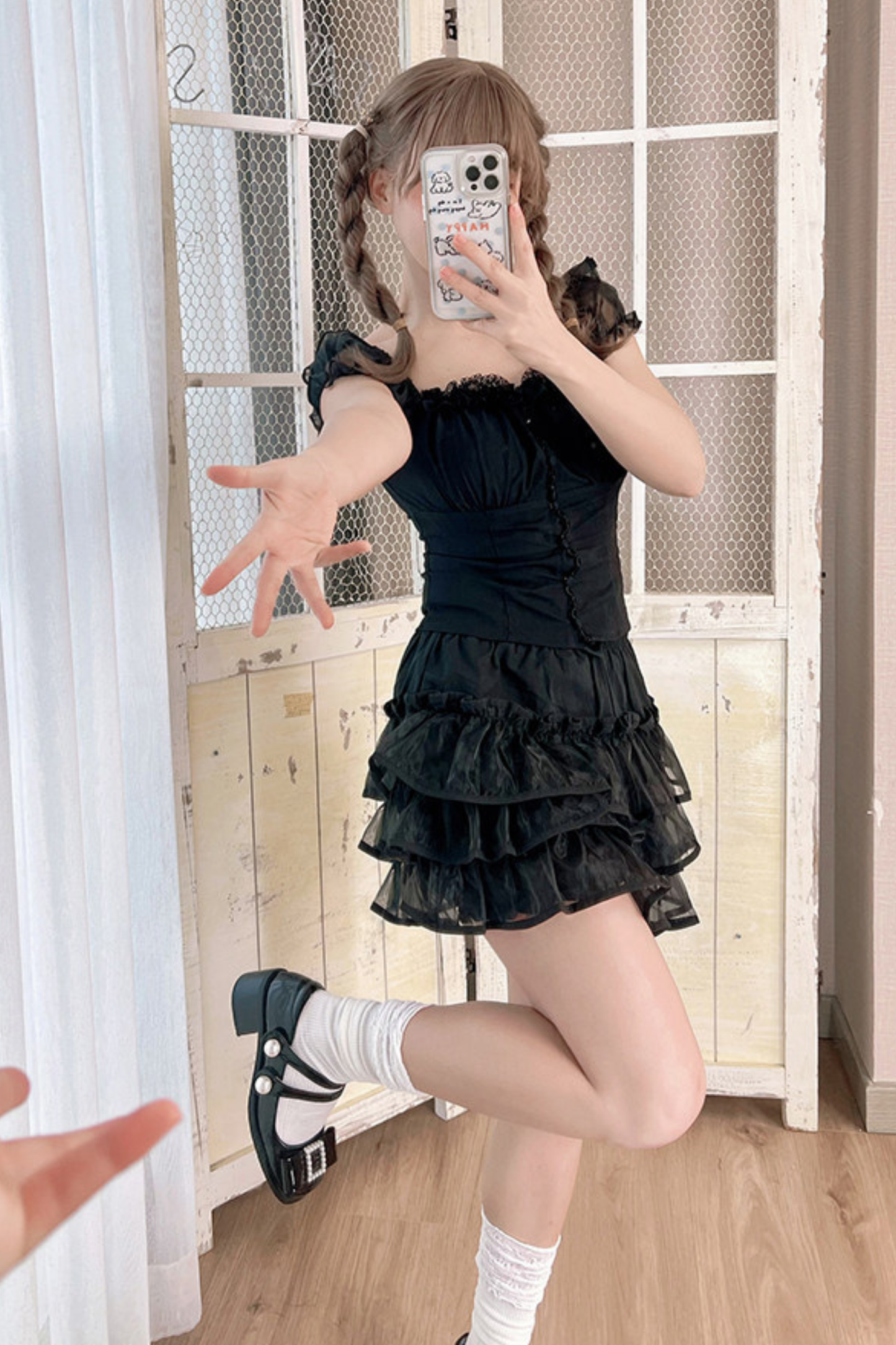 Robe de poupée gothique + pantalon + serre-tête