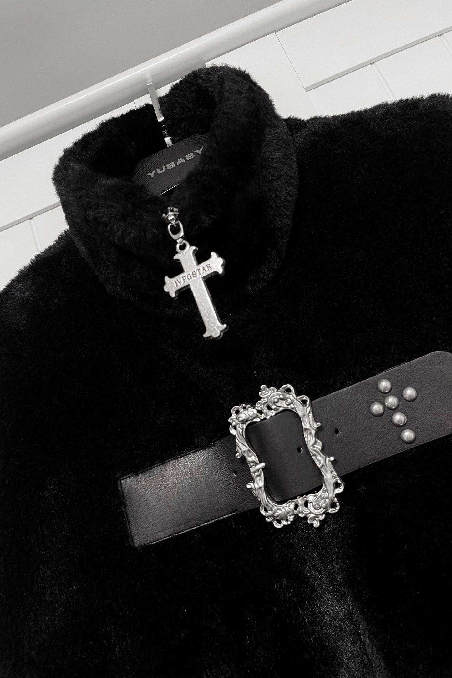 Gothic Cross Faux Mink Coat