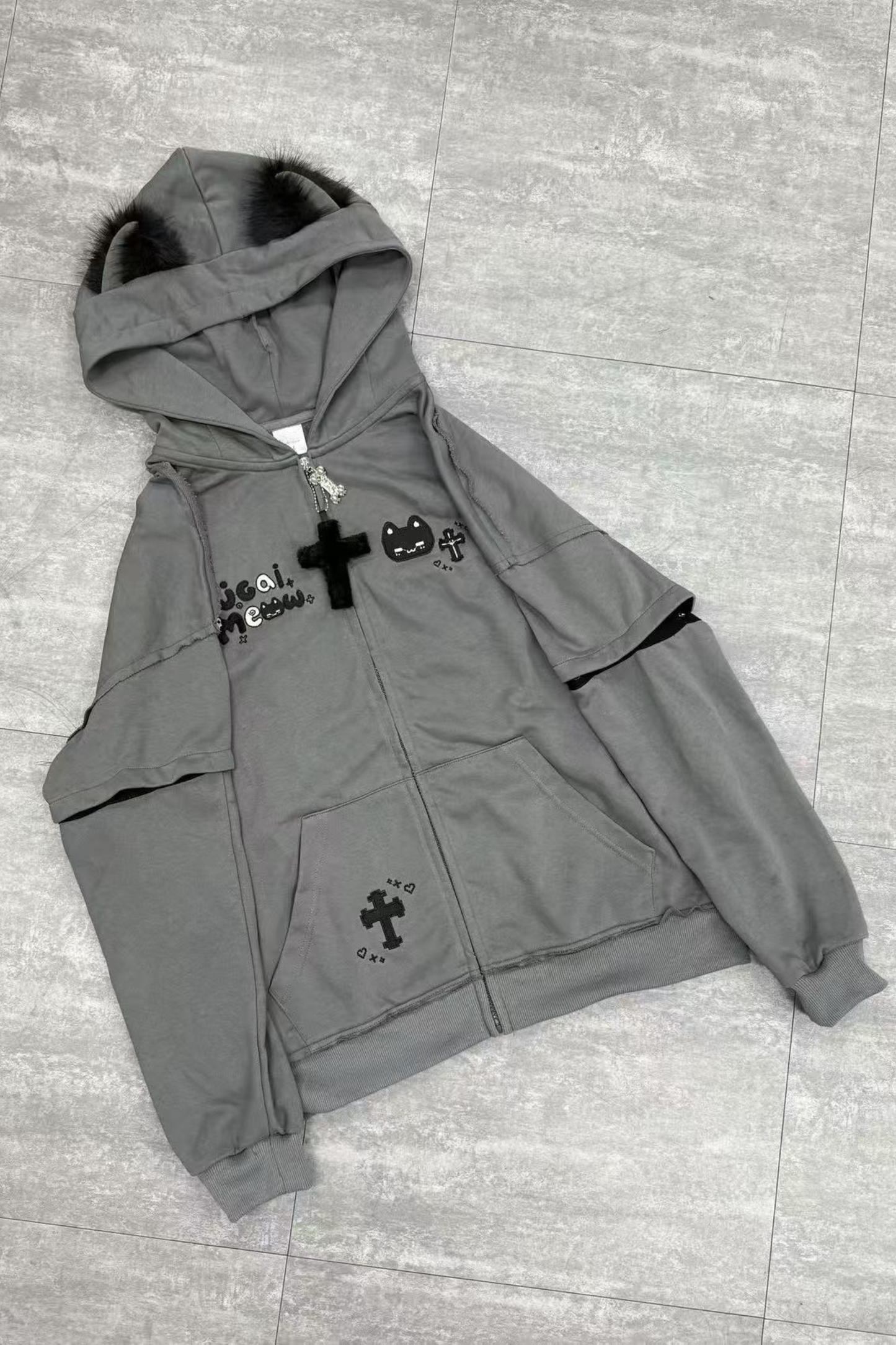 Sudadera holgada con capucha de ratón