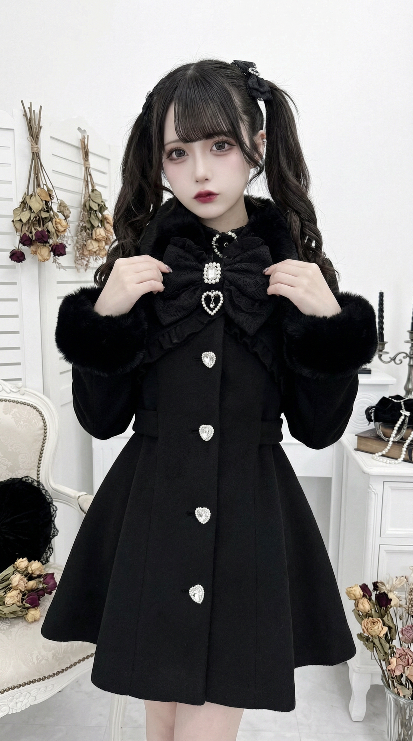 Ribbon Waist Mark Flared Coat
