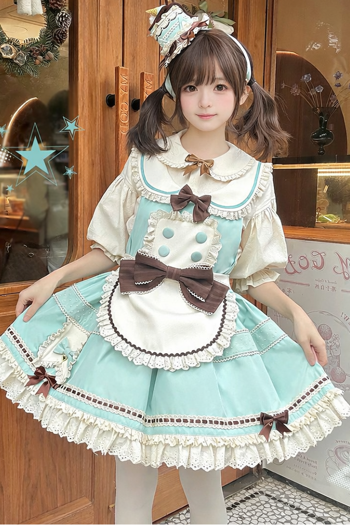 予約商品】チョコミントセーラーカラーガーリーメイドドレス＋ケーキ