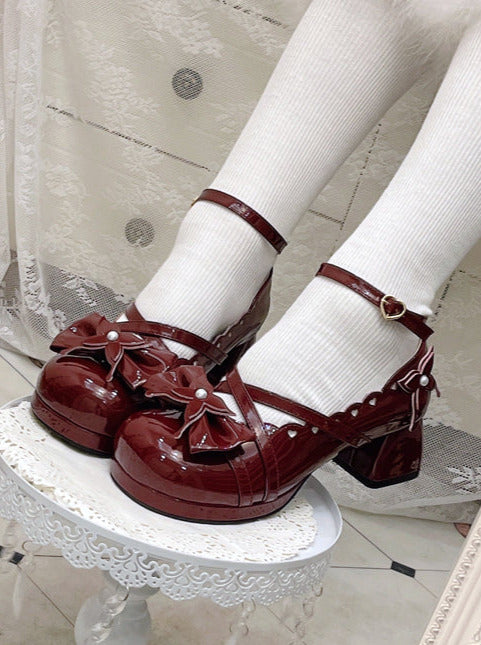 Lolita Sweet Elegant Mid-Heel Round Toe Ribbon Shoes