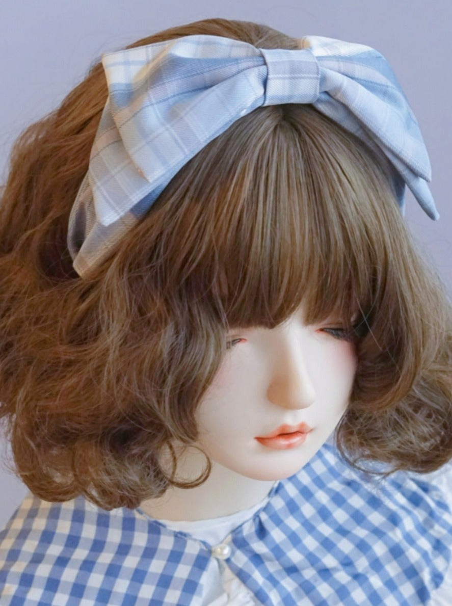 Blue Check Big Ribbon Bandage