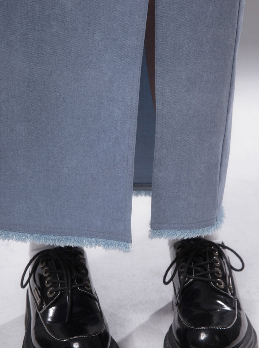 Smoky Blue Slit Skirt