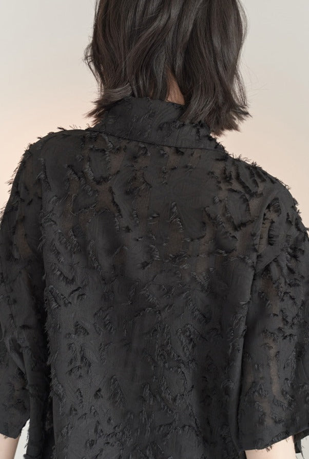 시어 레트로 셔츠 루즈 셔츠