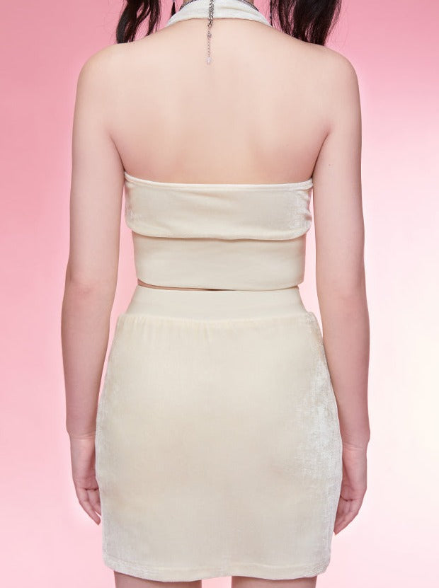 Ensemble de style sport en velours crème