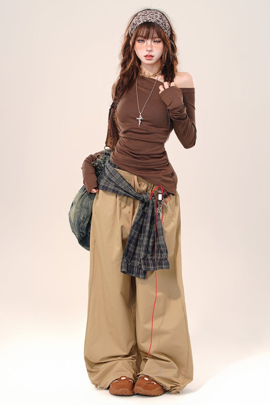 イレギュラーショルダーロングスリーブトップ