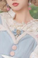 Burgundian and Blue Pink Cute Cat ears Tail Fir Cape Dress suit