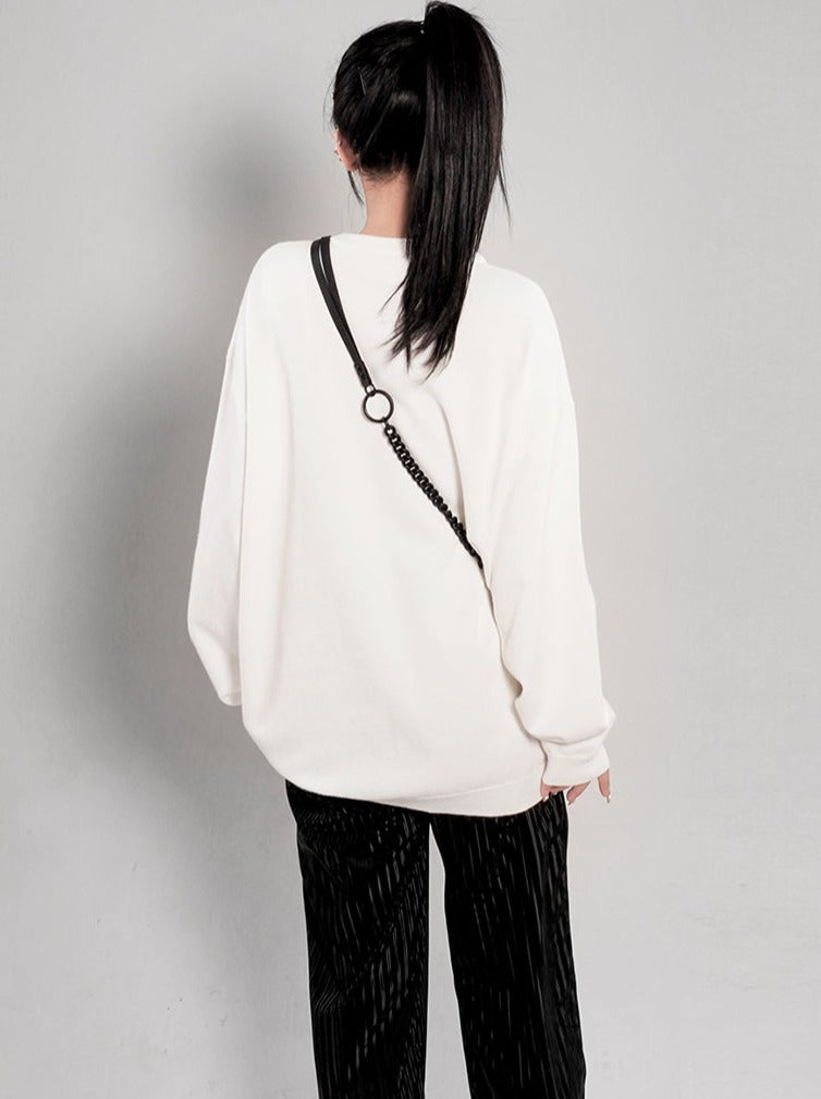 Fire Heart Design Pullover Sweater