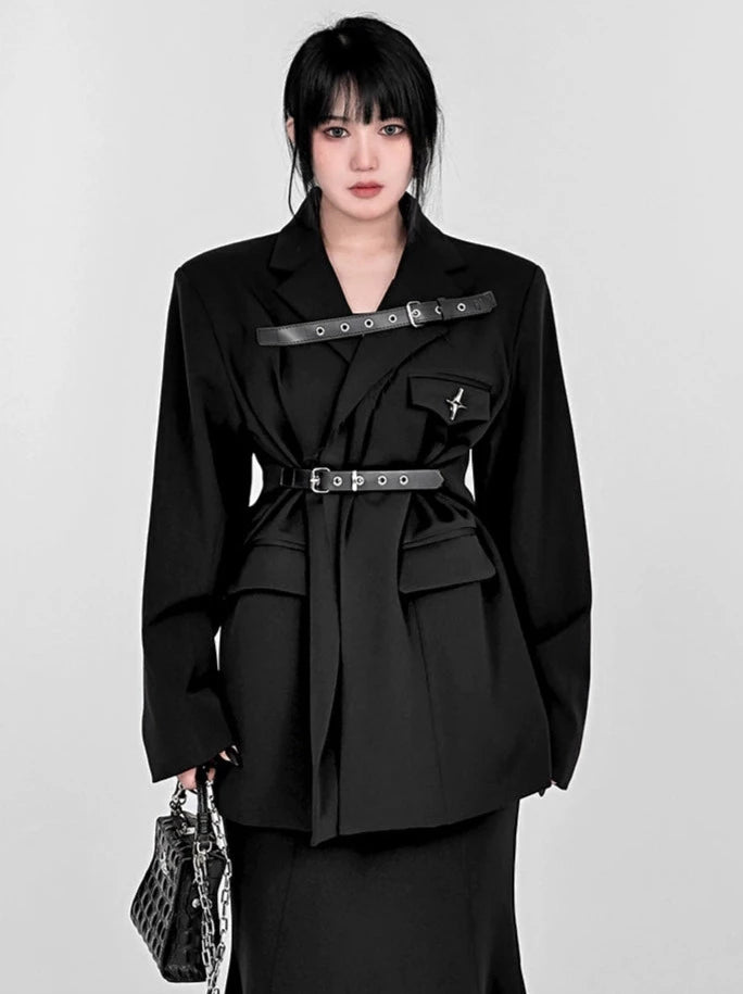 Dark Style Punk Belt Buckle Suit Jacket