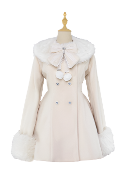 Fur and Lace Collar Wool Short Coat