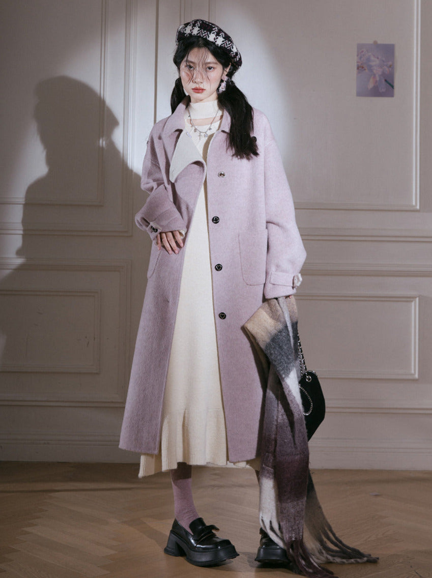 チーズイエローハイネックダイヤステッチデザインニットドレス