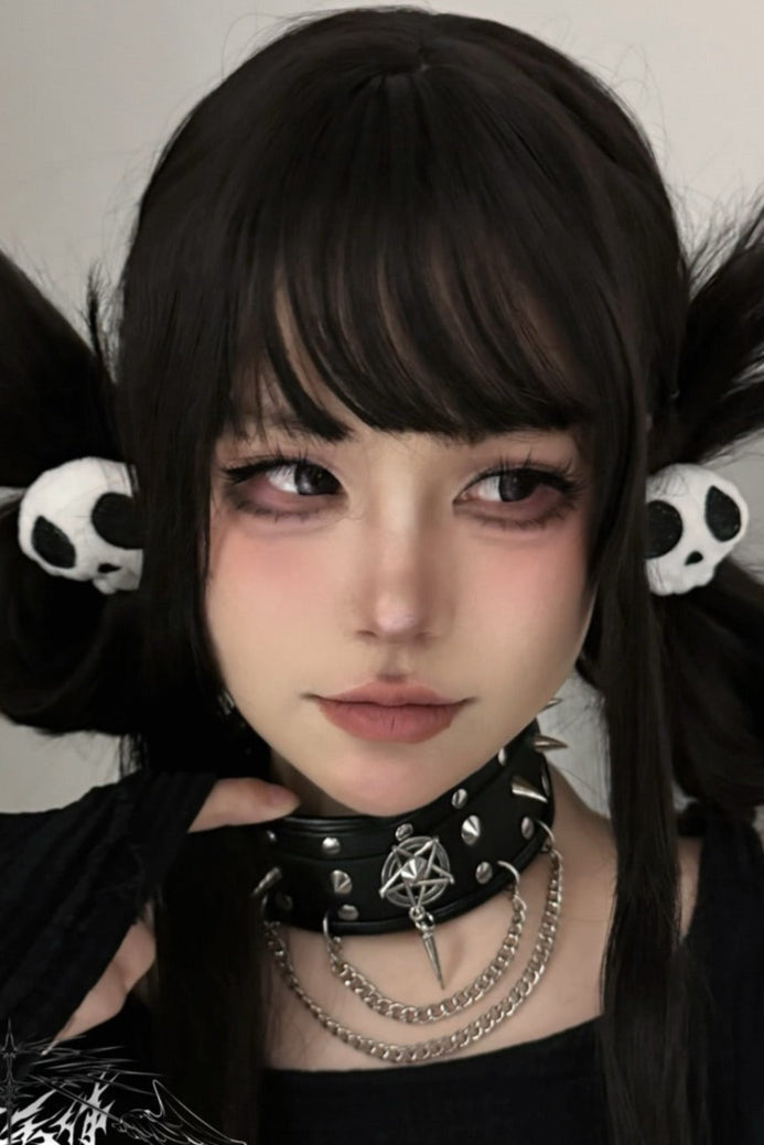 Fallen Angel|Punk style metal wide collar original subculture pentagram rivet niche design sense neck brace