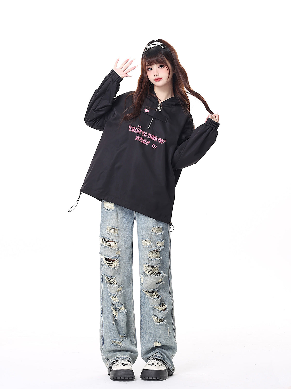 クロスドロストハーフジップジャケット