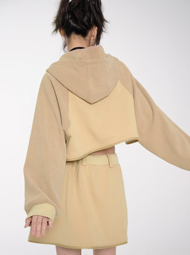 Short Waistless Hooded Top