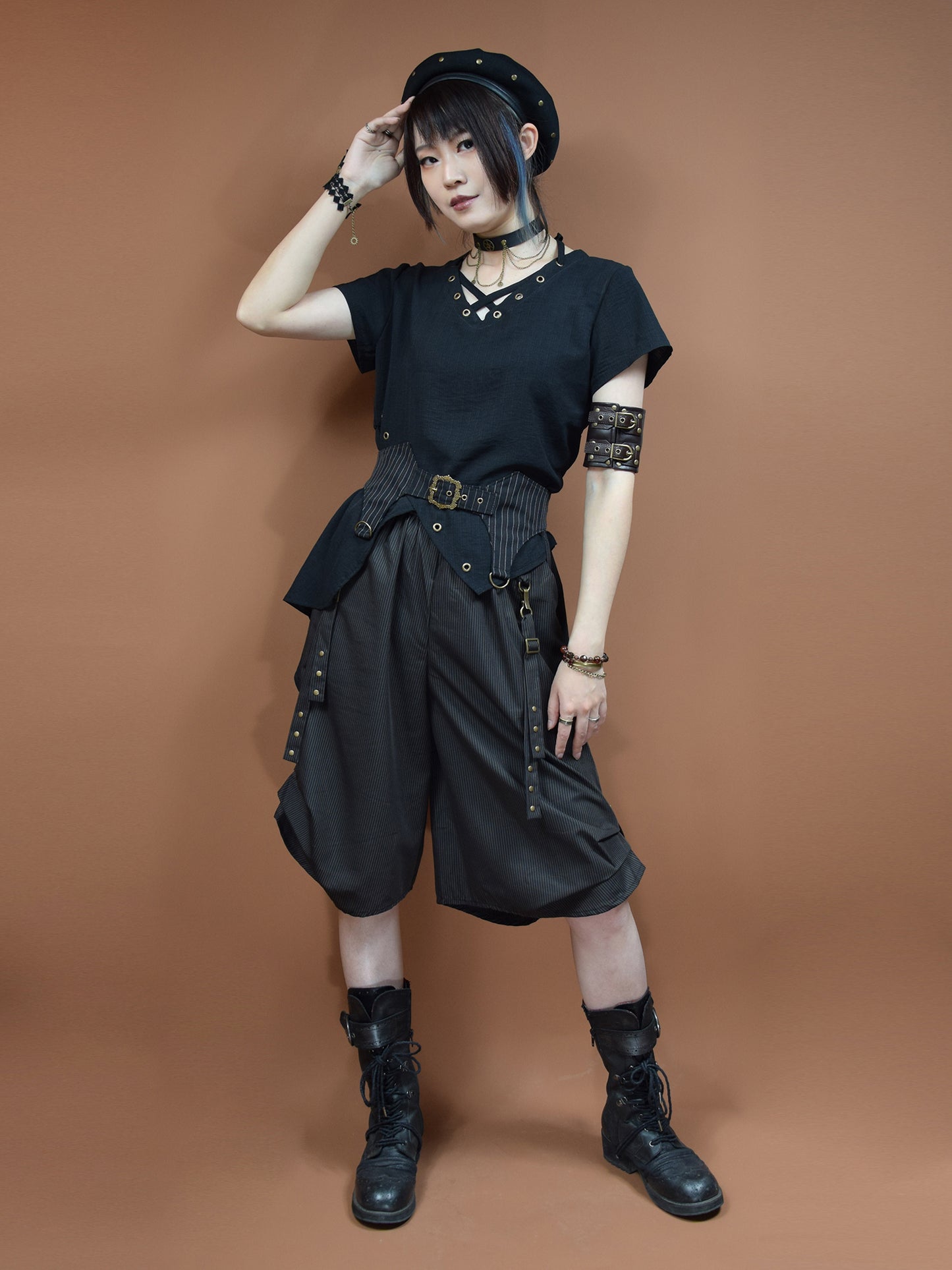 Dark Punk Rouse Black Irregular Hem T-Shirt