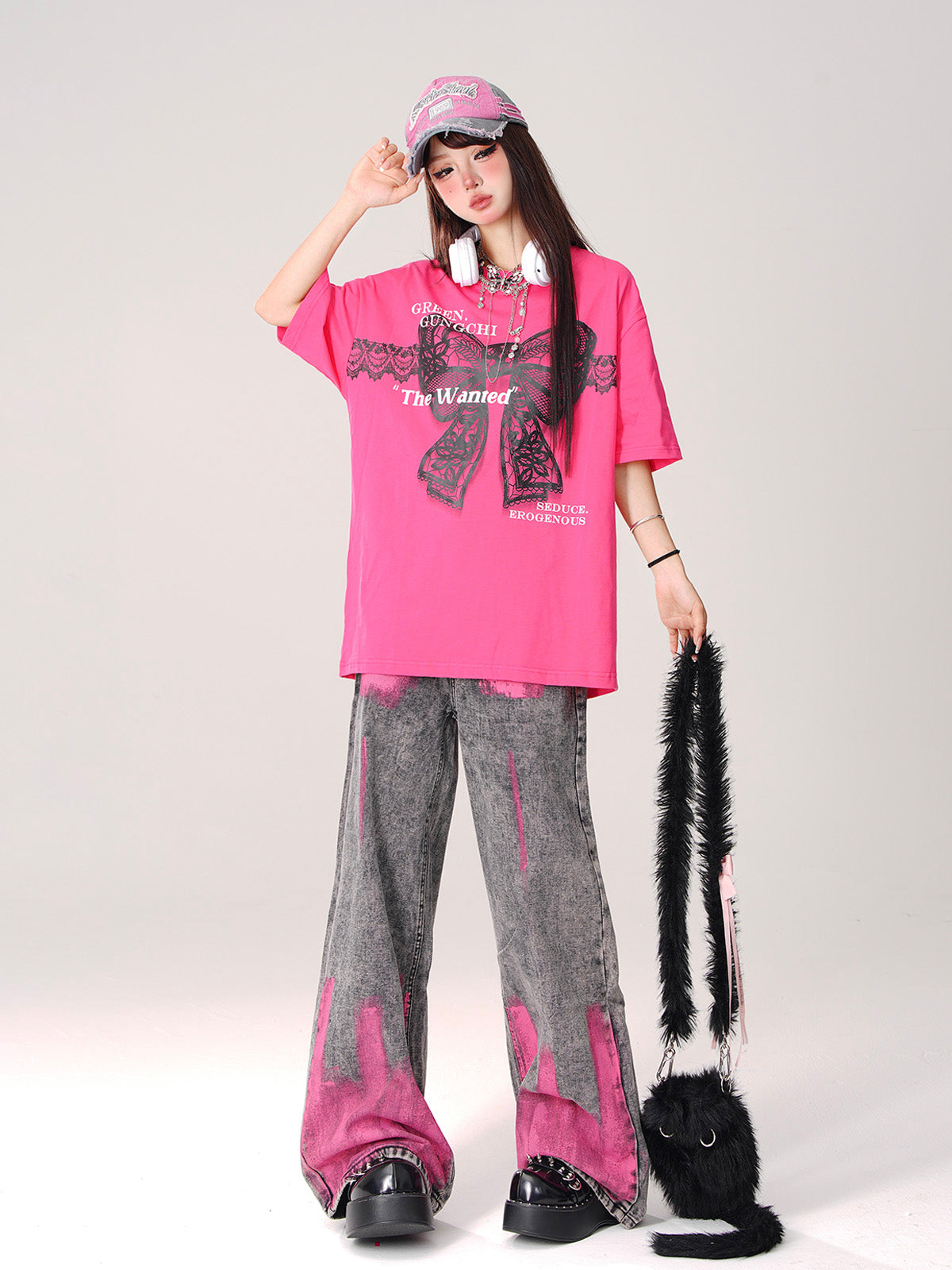 Cool Girly Grey Straight Loose Denim