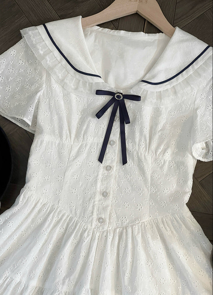 Sailor Cotton Lace Ribbon Dress