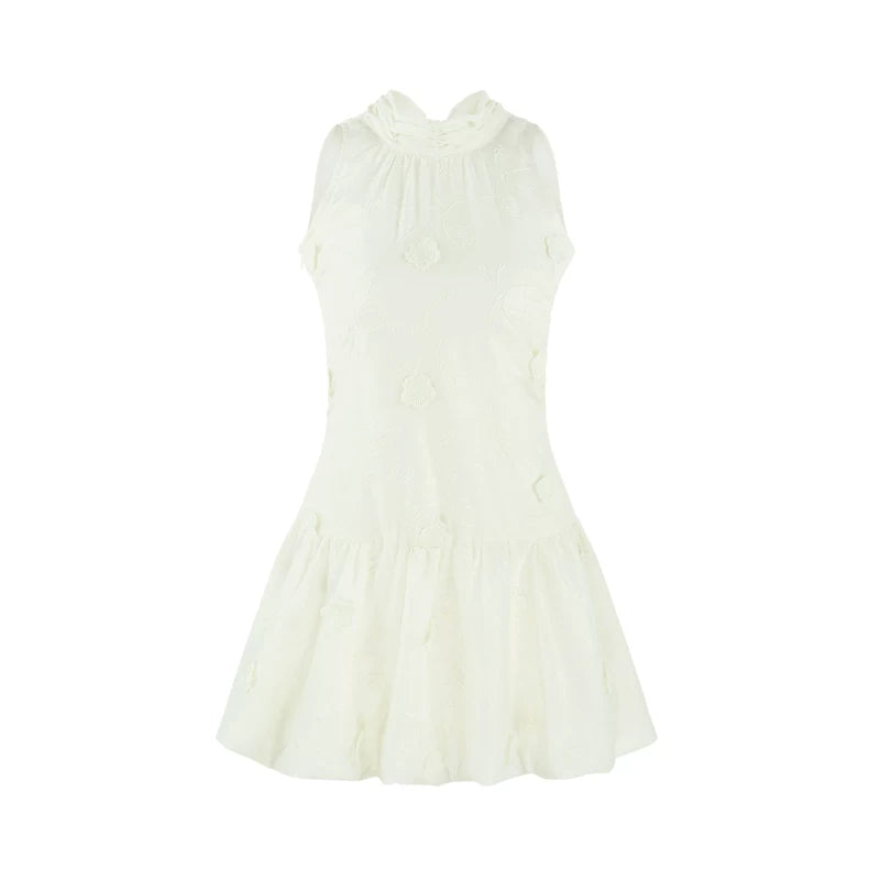 Jacquard-Halterkleid mit Blumenmuster