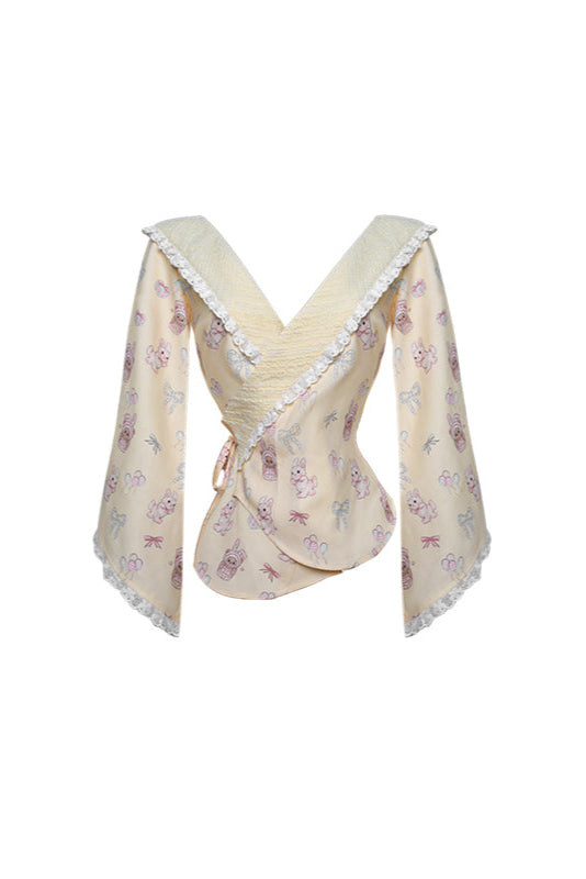 Top floral de estilo japonés + falda con tirantes
