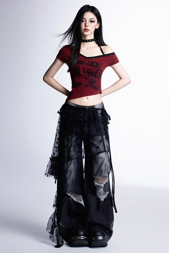 Layered Black Lace Sheer Skirt